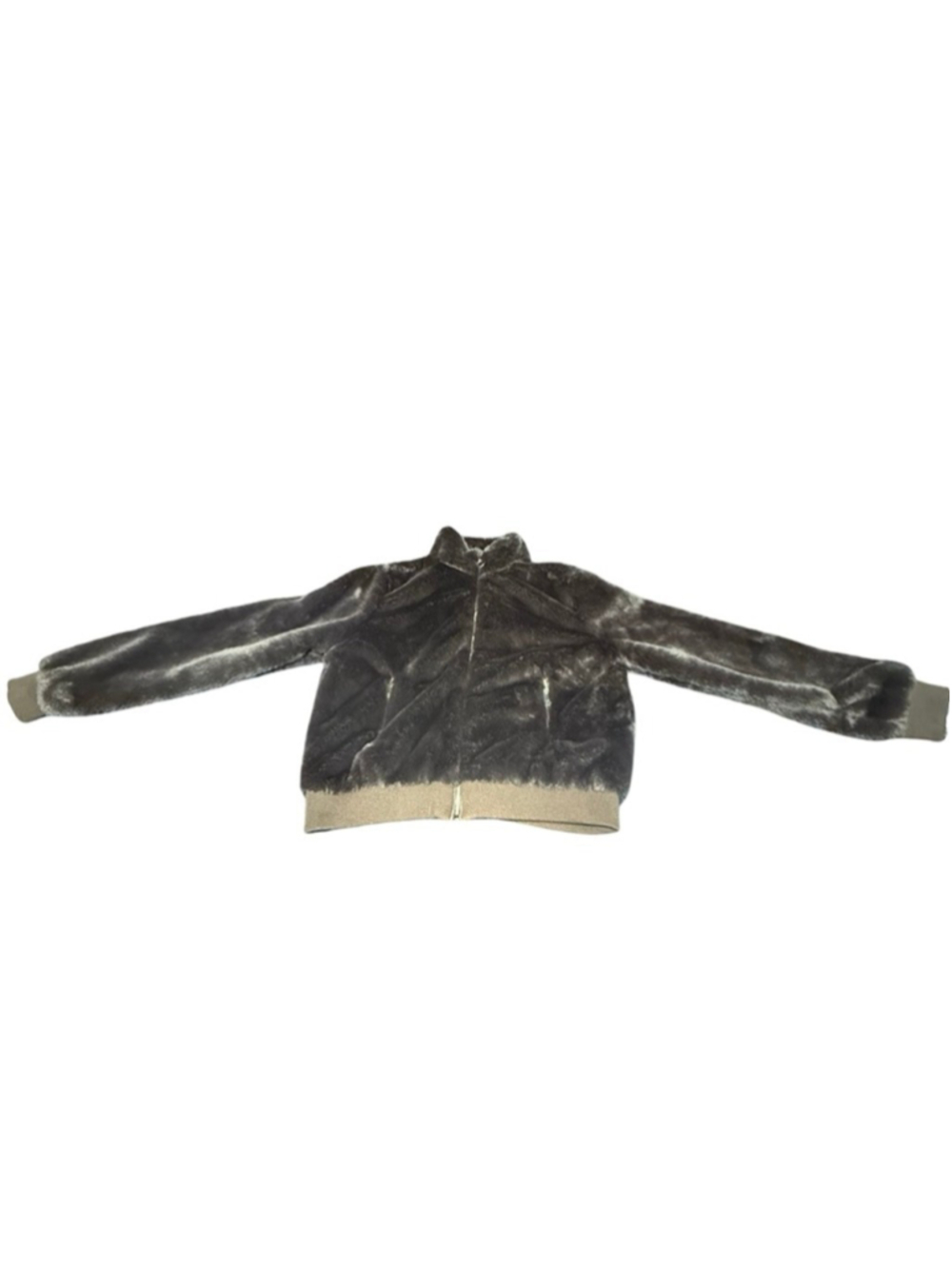 Women's Ambiance Outerwear Brown Faux Fur Bomber Jacket M #752